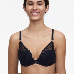 Chantelle Fleurs Half Cup Balcony Bra, Black, 36 / E 