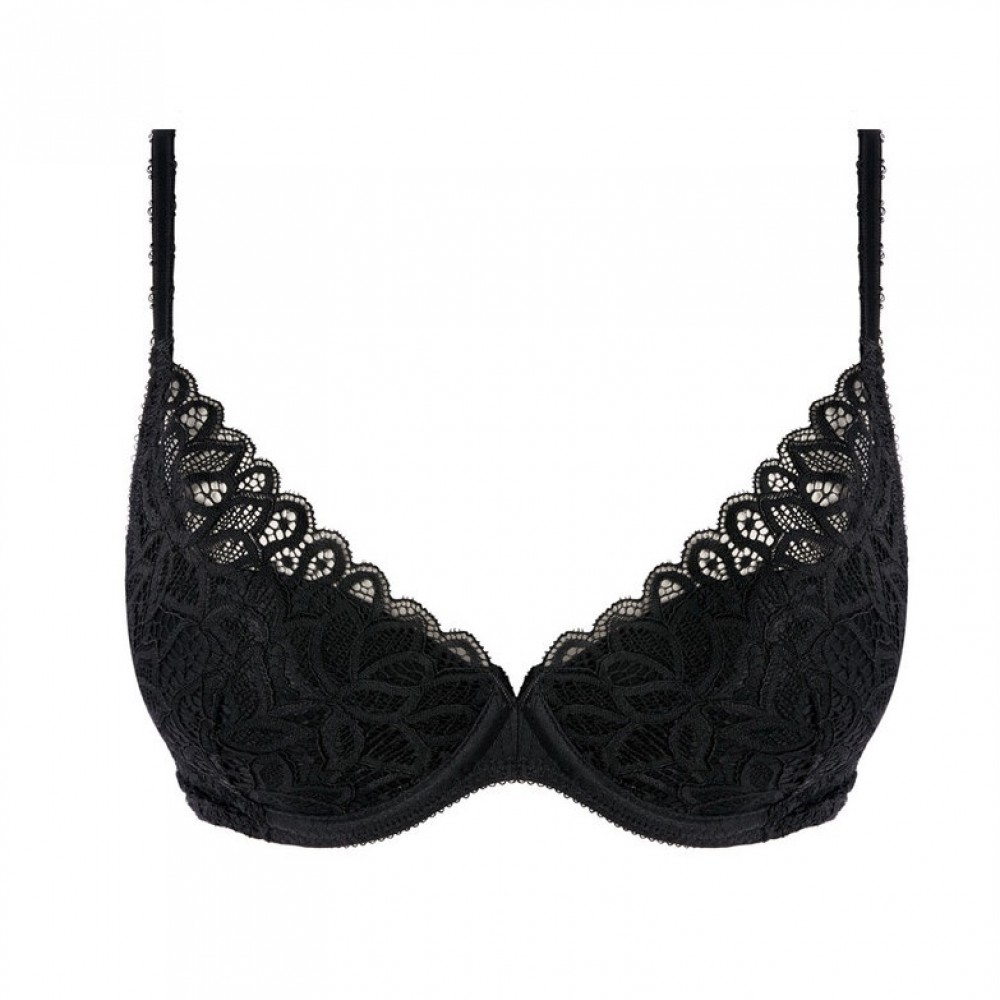 Wacoal Raffine Push Up bra in black, Mystique Lingerie Marlborough uk